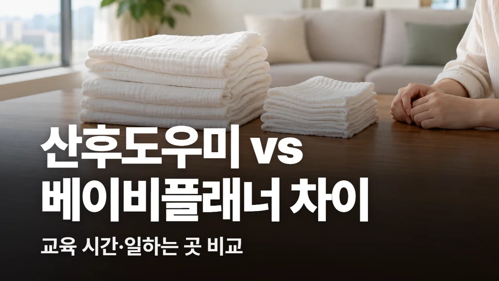 산후도우미 베이비플래너 차이, 교육 60시간과 일하는 곳 비교