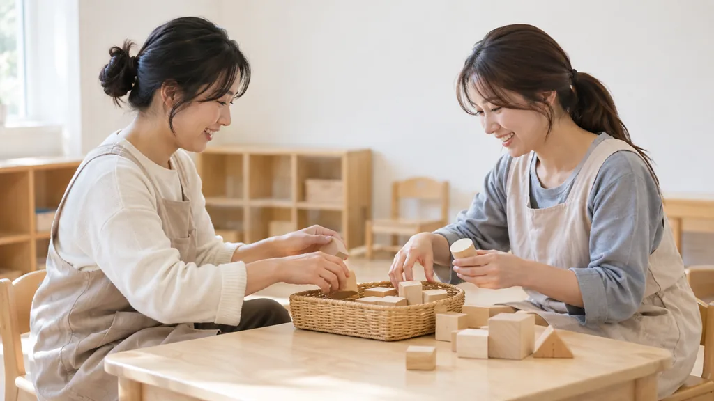 교실에서 함께 활동하는 두 사람