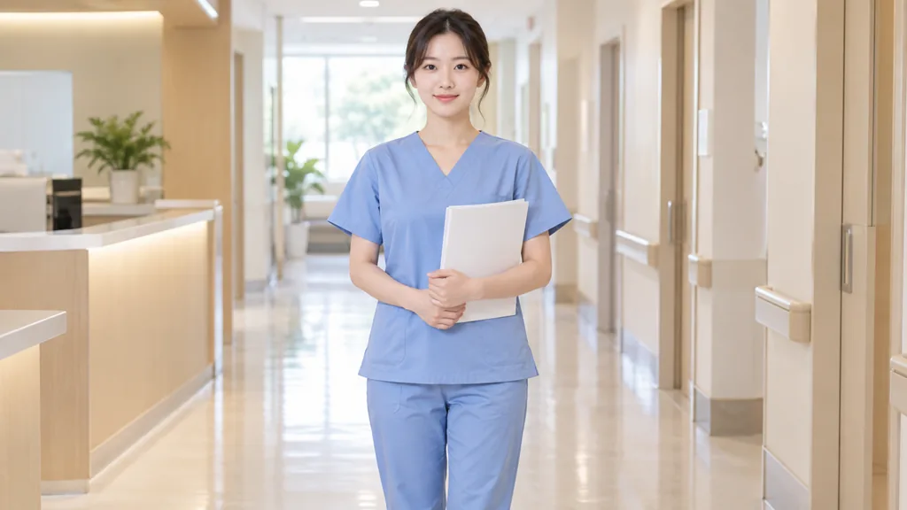 근무복을 입고 서류철을 든 사람