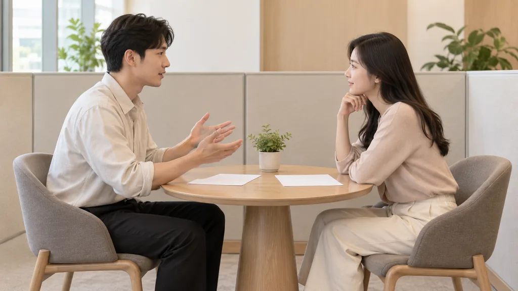 마주 앉아 이야기하는 상담사와 내담자