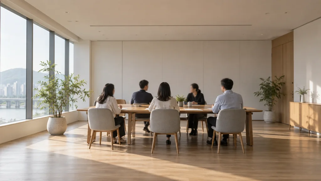 멀리서 잡은 회의 테이블